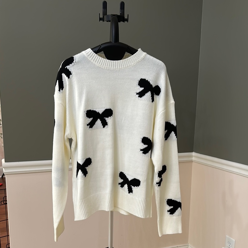 Black and White Bow Sweater